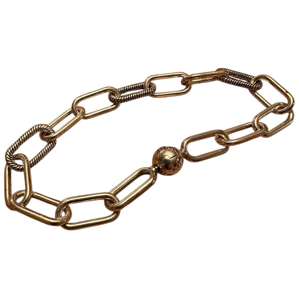 Pandora Silver Paperclip Chain Link Charm Bracelet